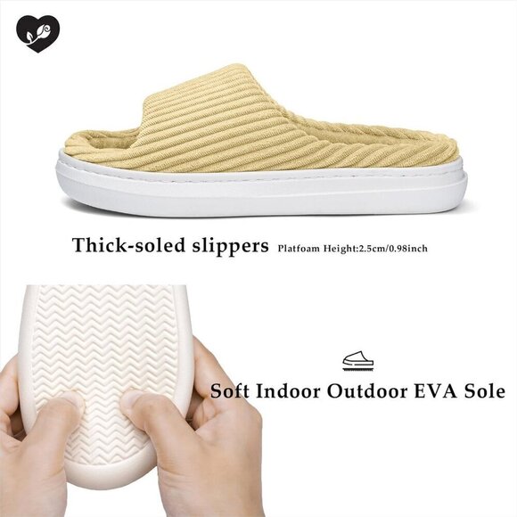 Slippers Memory OpenToe House Bedroom Corduroy Lightweight Shoes Comfy for Women - Picture 5 of 7